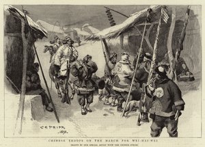 Troupes chinoises en marche pour Wei-Hai-Wei - Charles Edwin Fripp